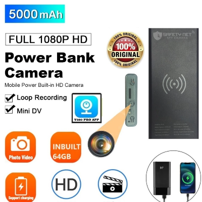 SAFETY NET SPY Wi-Fi Spy 1080P Power Bank Wireless Hidden Camera Inbuilt 64GB SD Card Live View Real-time Monitoring Video and Audio Recording