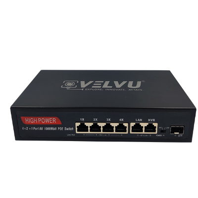 VELVU 4 PORT FULL GIGA POE SWITCH WITH 2 UP-LINK ST-POE-5104-G2